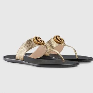 Gold Gucci sandals